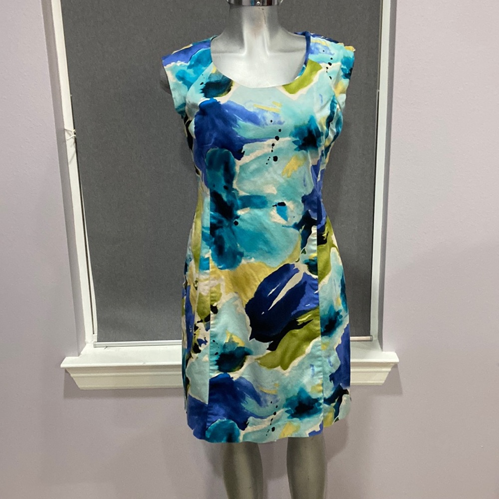 Apt. 9 Aqua & Navy Floral Fit-and-Flare Mini Dress
